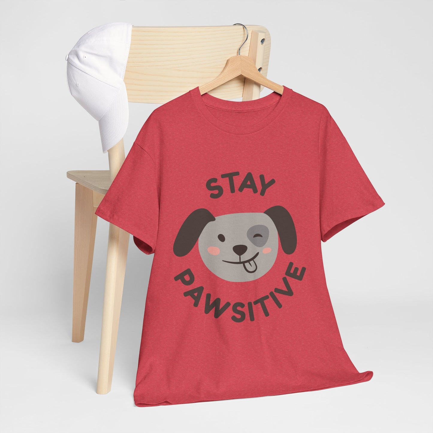 Unisex Heavy Cotton Tee - Stay Pawsitive Dog Tee for Pet Lovers