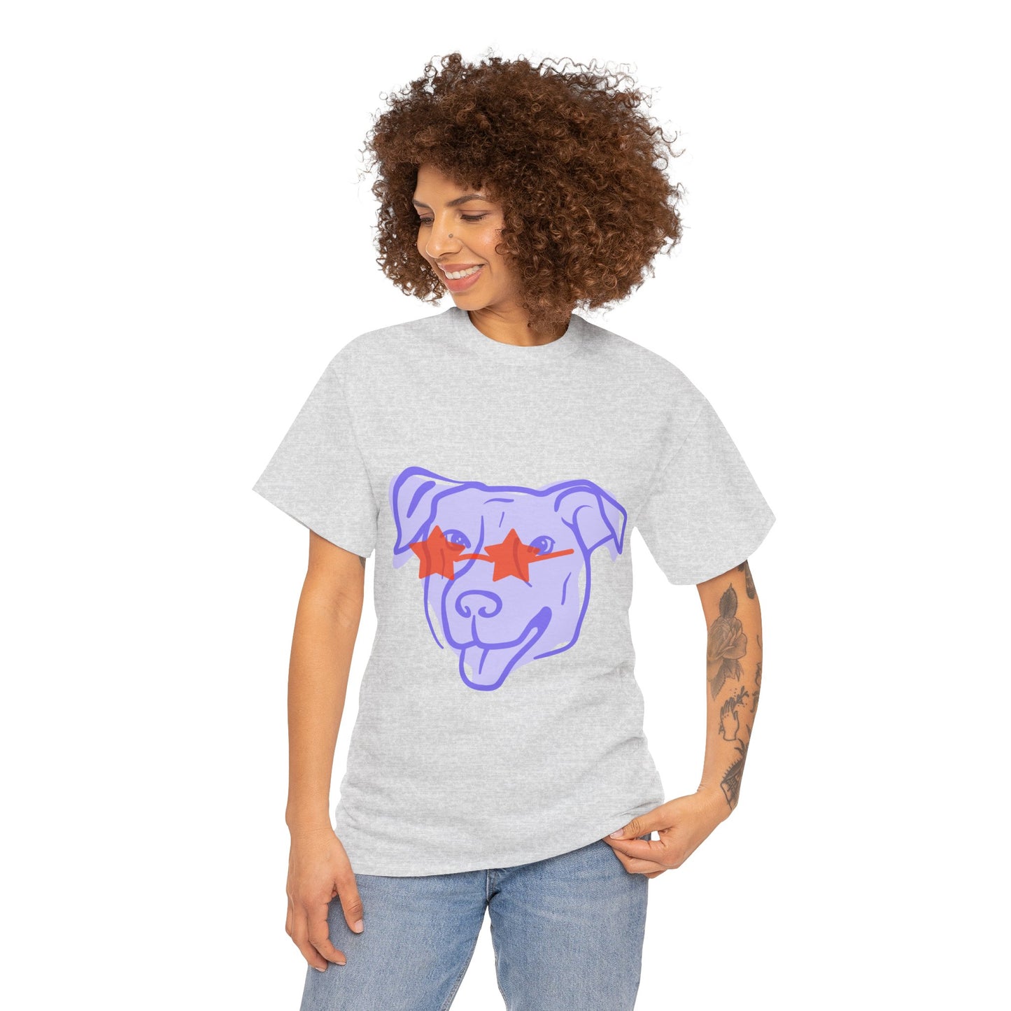 Cool Dog Graphic Heavy Cotton Tee - Unisex Pet Lover Shirt