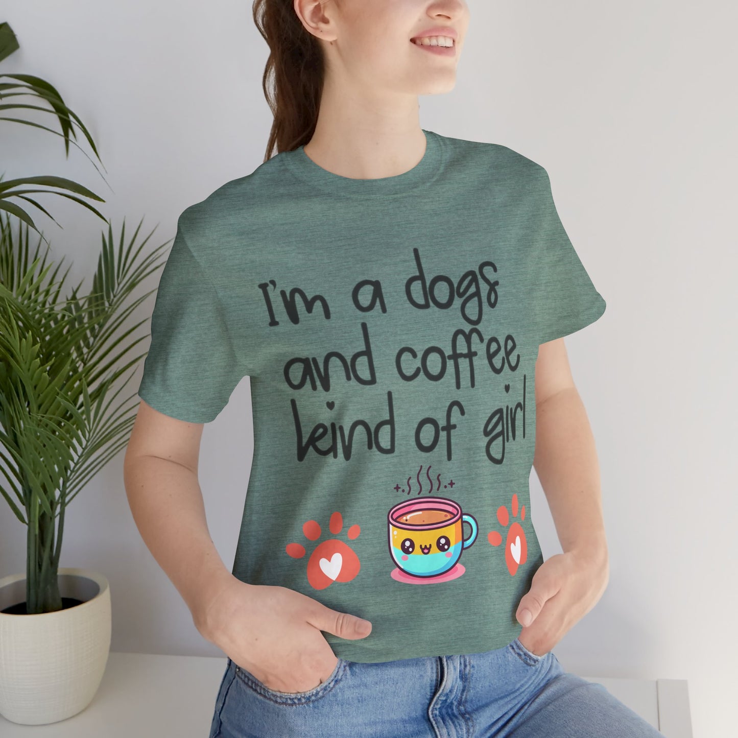 Dog and Coffee Lover Tee, Unisex Shirt for Pet Owners, Cute Casual Wear, Gift for Dog Moms, Coffee Enthusiasts, Animal Lovers