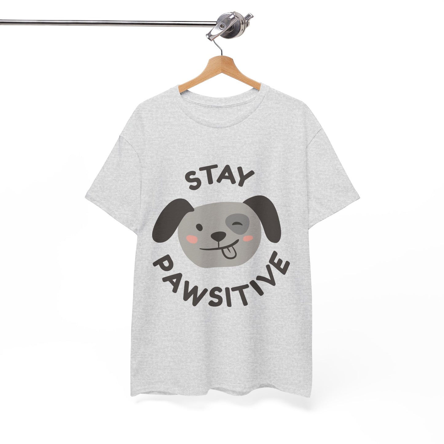 Unisex Heavy Cotton Tee - Stay Pawsitive Dog Tee for Pet Lovers