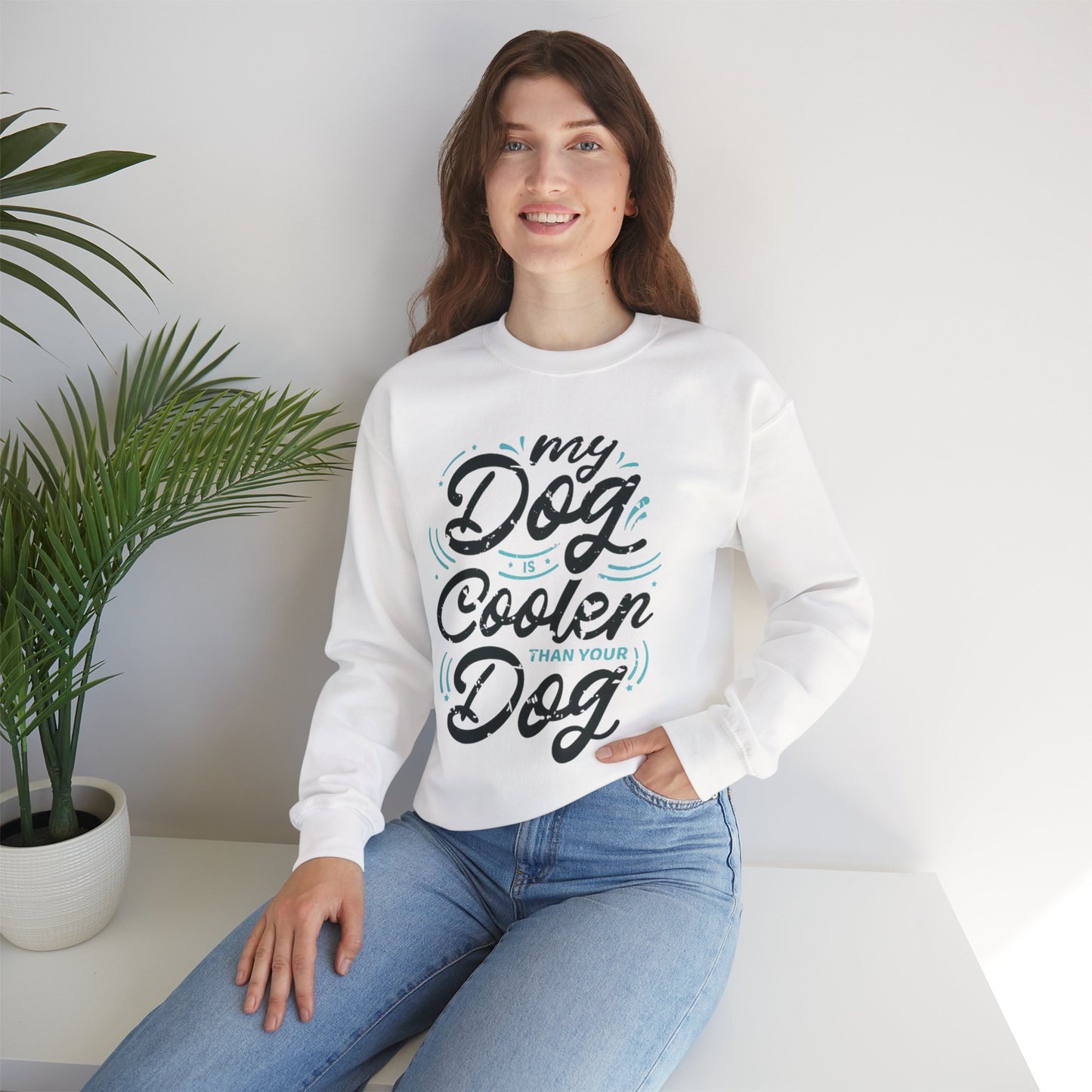 My Dog is Cooler Crewneck Sweatshirt - Unisex Heavy Blend™