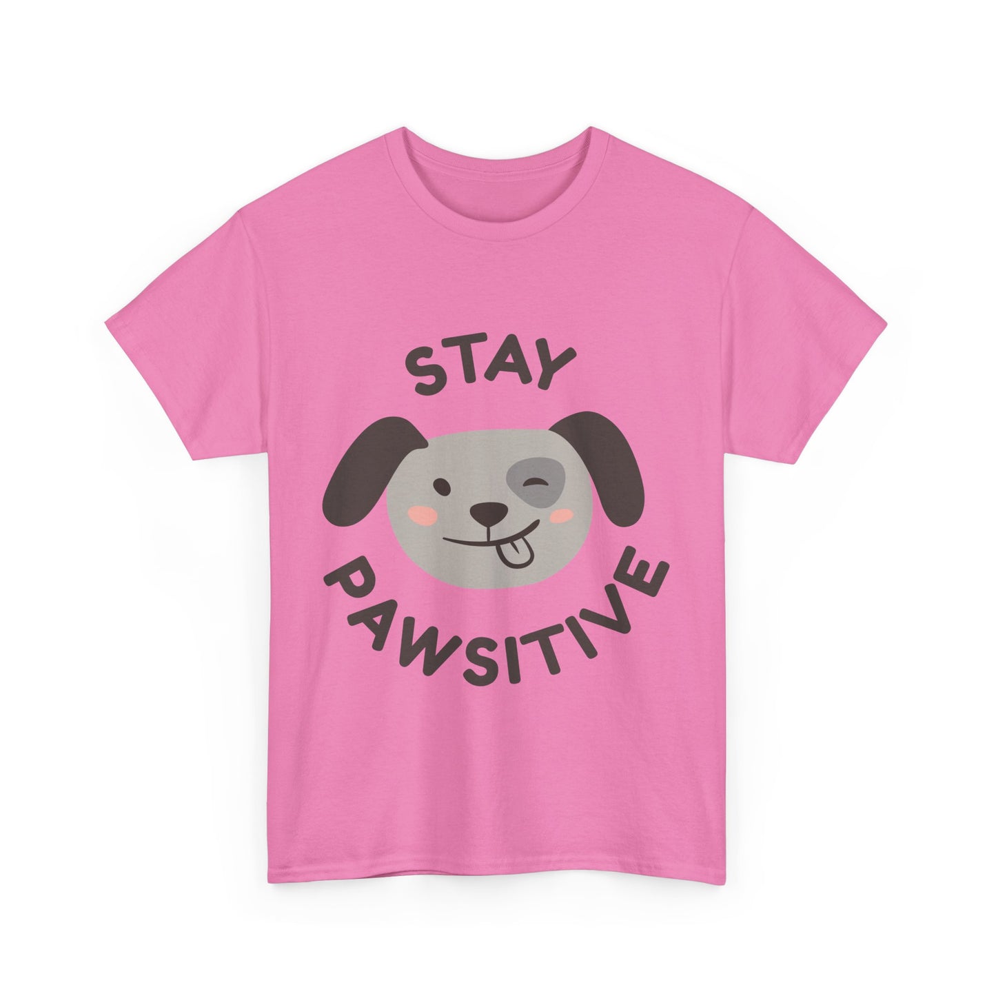 Unisex Heavy Cotton Tee - Stay Pawsitive Dog Tee for Pet Lovers