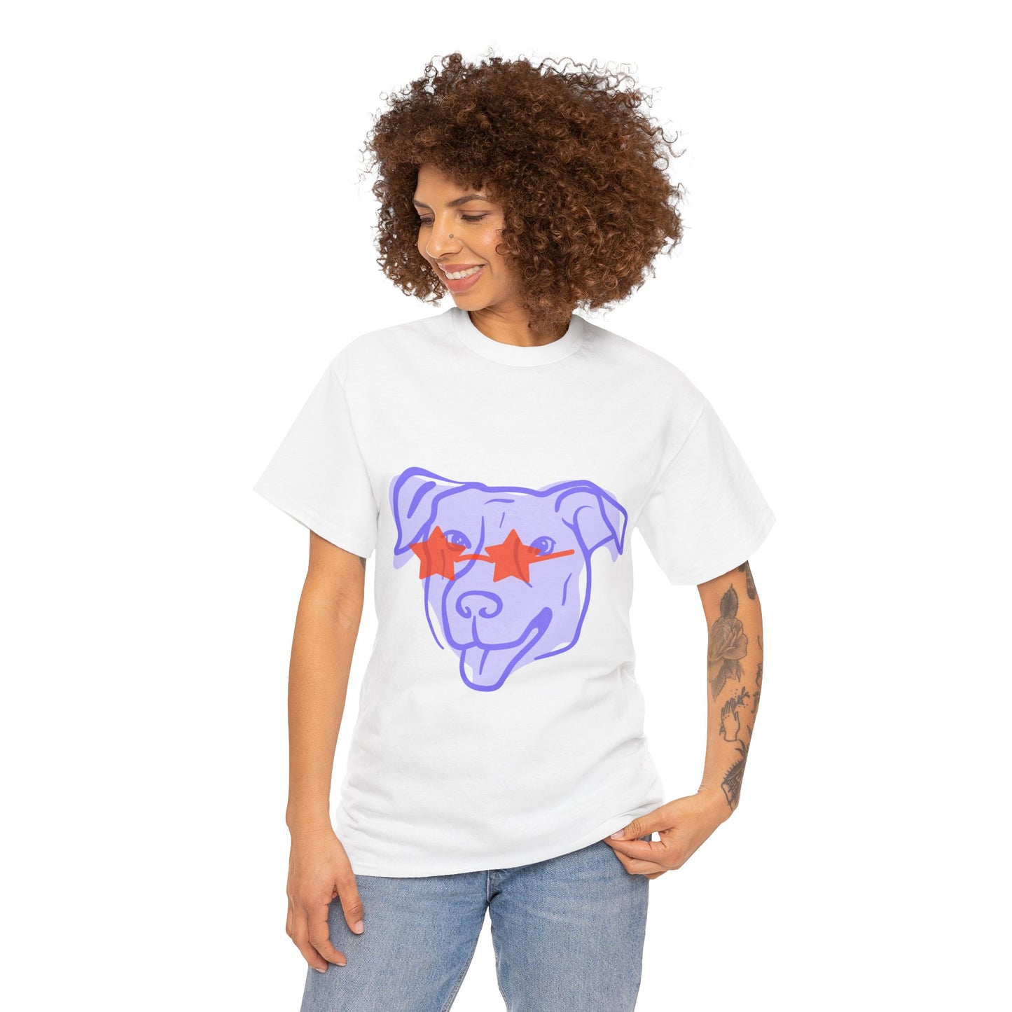 Cool Dog Graphic Heavy Cotton Tee - Unisex Pet Lover Shirt