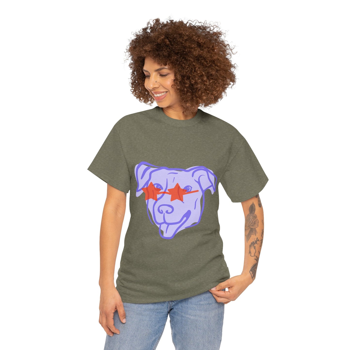 Cool Dog Graphic Heavy Cotton Tee - Unisex Pet Lover Shirt