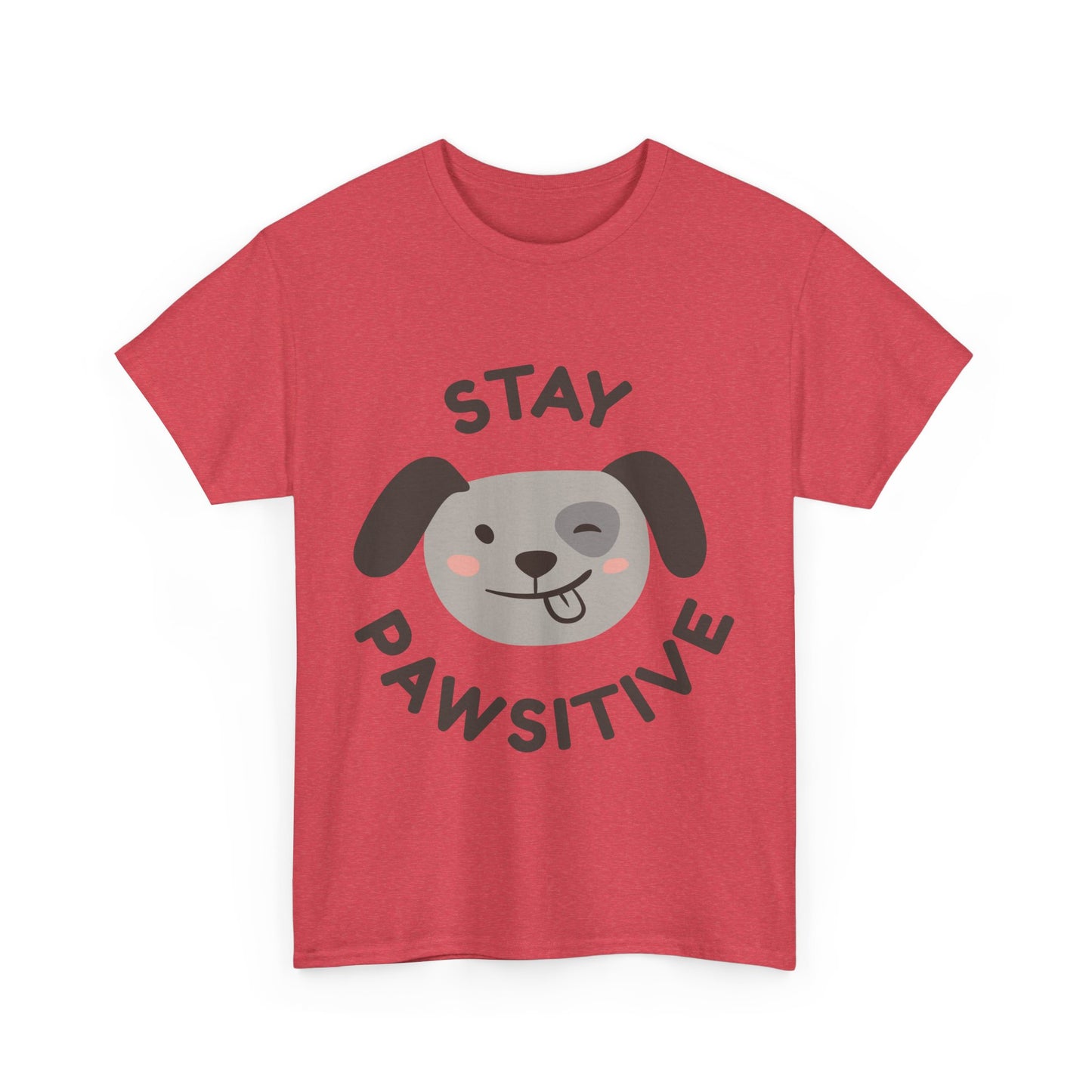 Unisex Heavy Cotton Tee - Stay Pawsitive Dog Tee for Pet Lovers