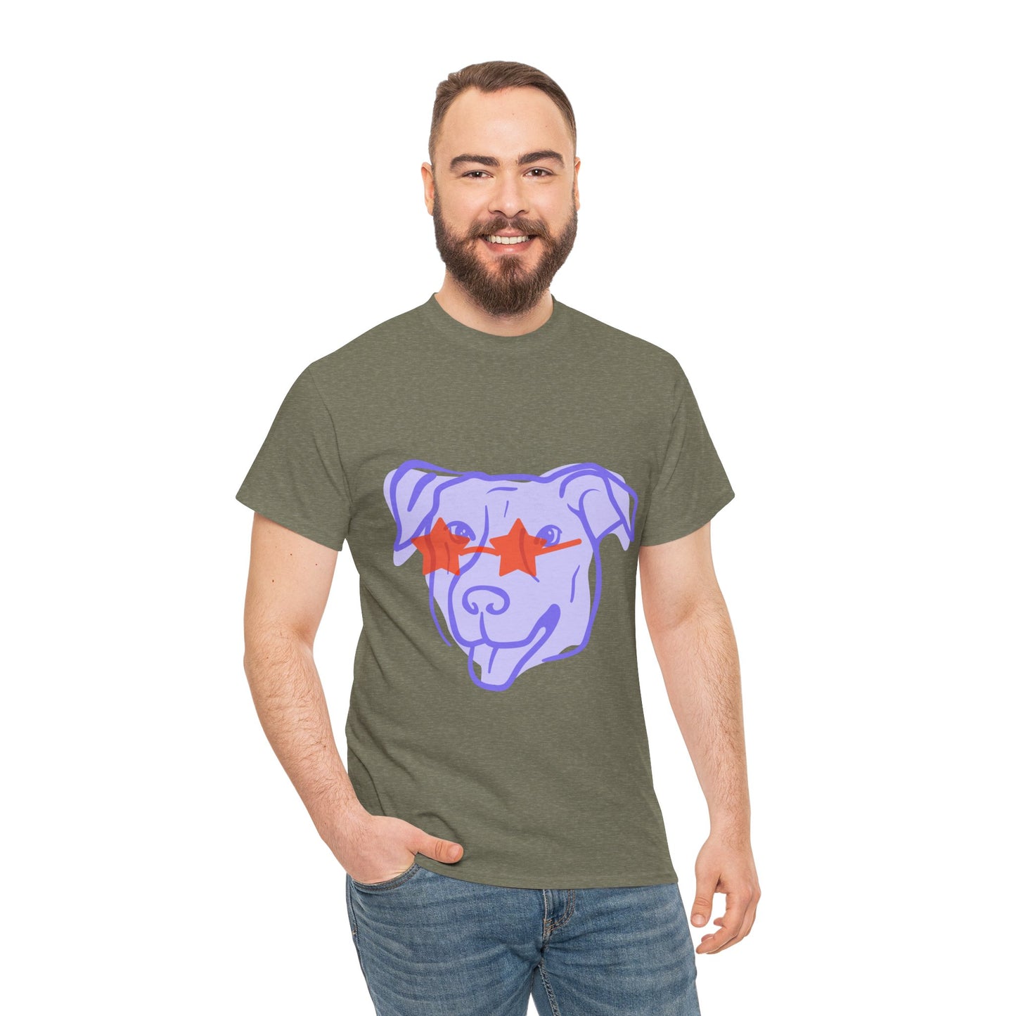 Cool Dog Graphic Heavy Cotton Tee - Unisex Pet Lover Shirt