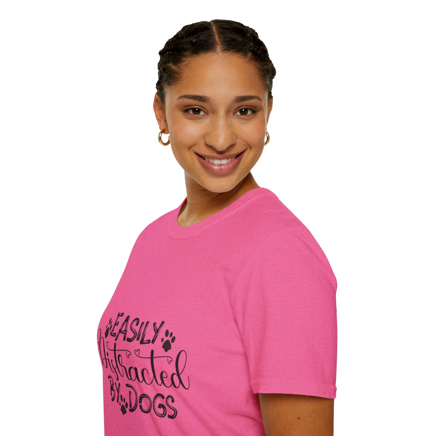 Easily Distracted by Dogs Unisex Softstyle T-Shirt – Perfect for Dog Lovers