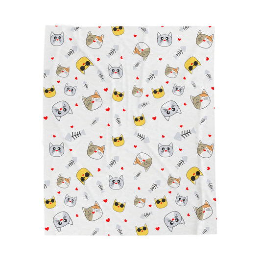 Cozy Cat-Themed Velveteen Plush Blanket for Cat Lovers