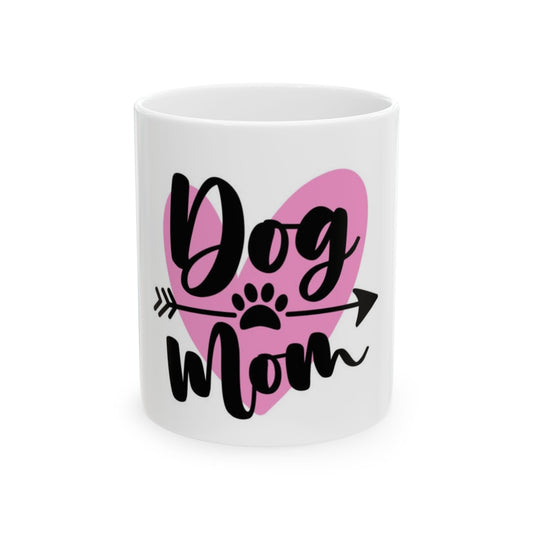Dog Mom Ceramic Mug - Cute Pink Heart Design - Perfect Gift for Pet Lovers