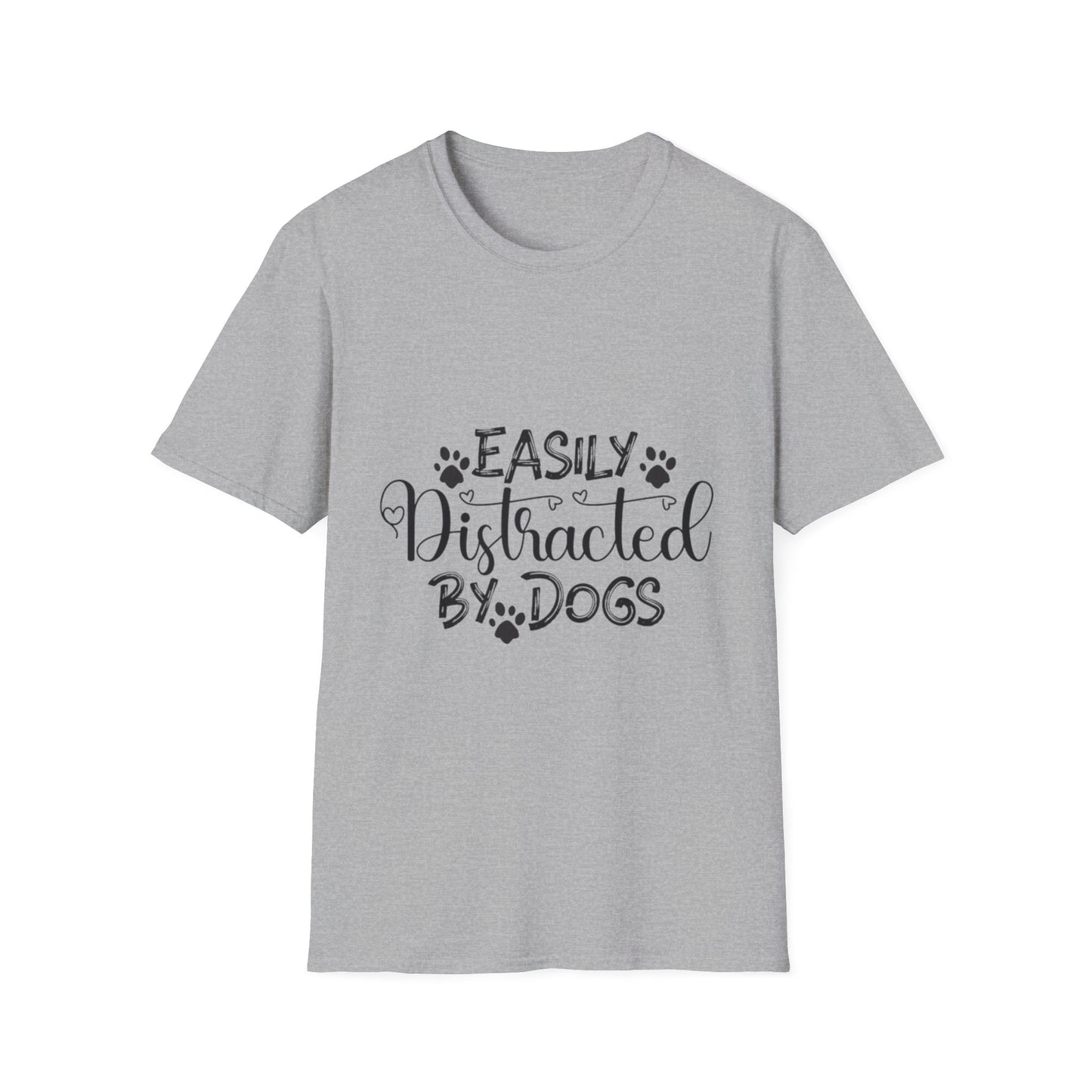 Easily Distracted by Dogs Unisex Softstyle T-Shirt – Perfect for Dog Lovers