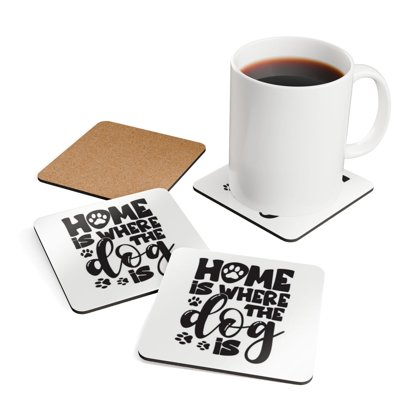 Home is Where the Dog Is Corkwood Coaster Set - Pet Lover Drinkware