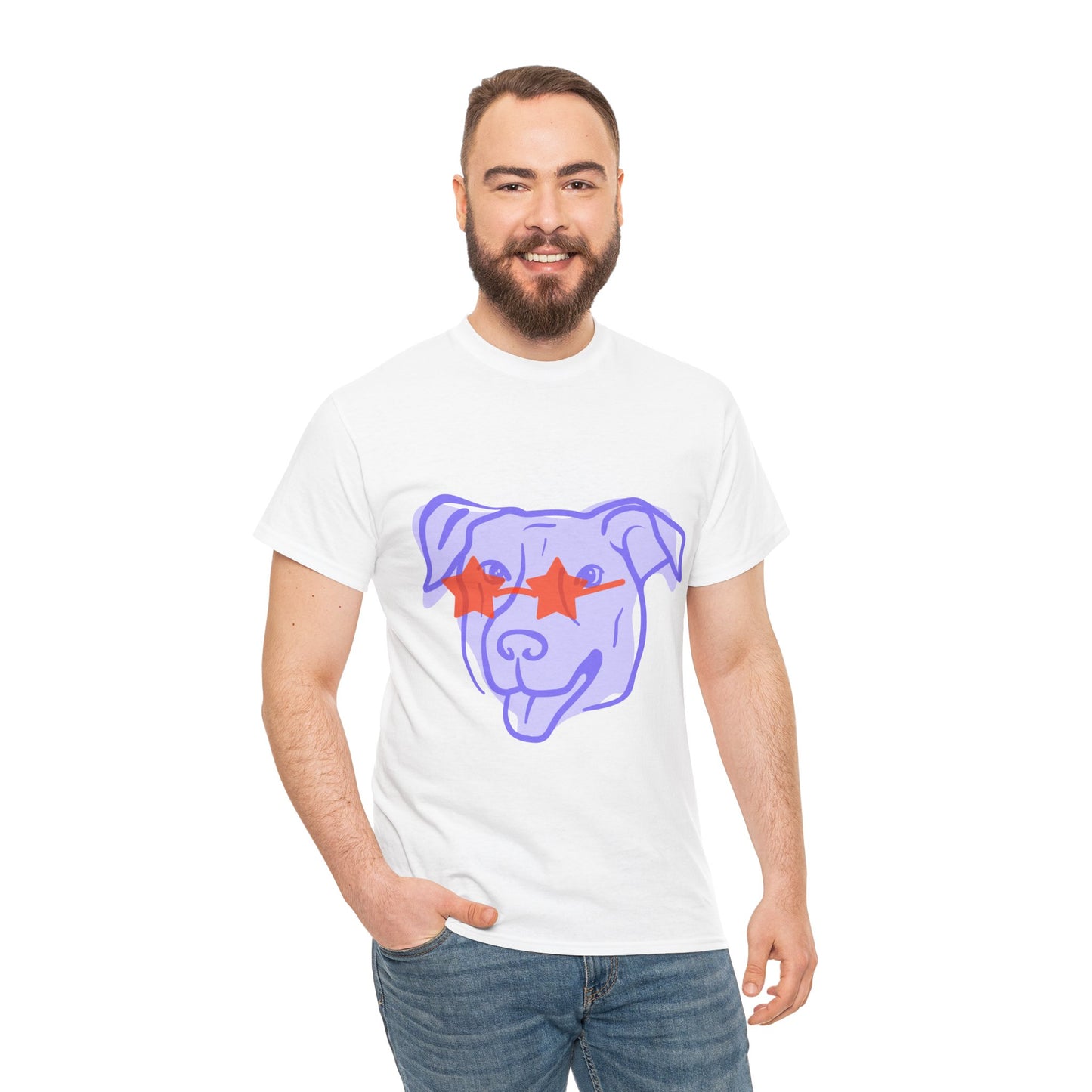 Cool Dog Graphic Heavy Cotton Tee - Unisex Pet Lover Shirt