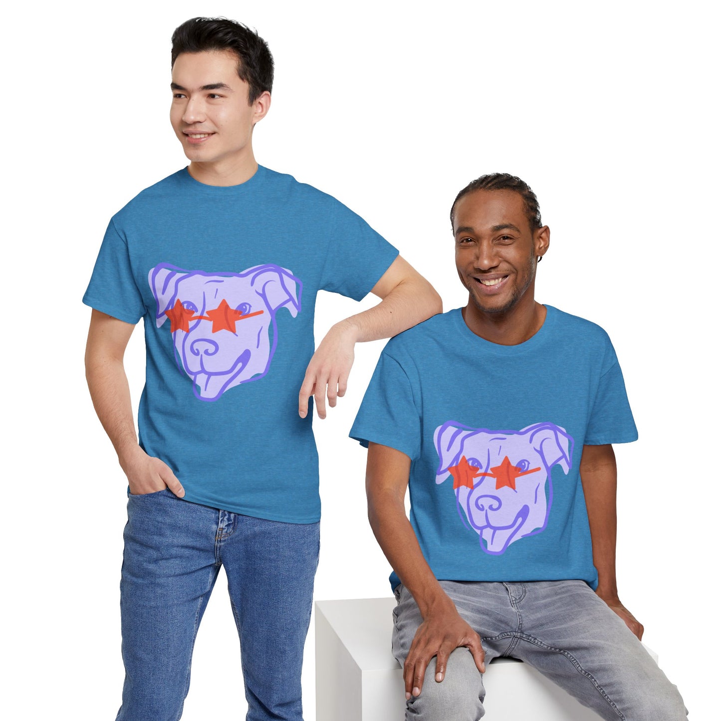 Cool Dog Graphic Heavy Cotton Tee - Unisex Pet Lover Shirt