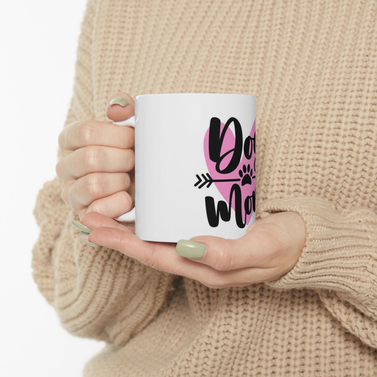 Dog Mom Ceramic Mug - Cute Pink Heart Design - Perfect Gift for Pet Lovers