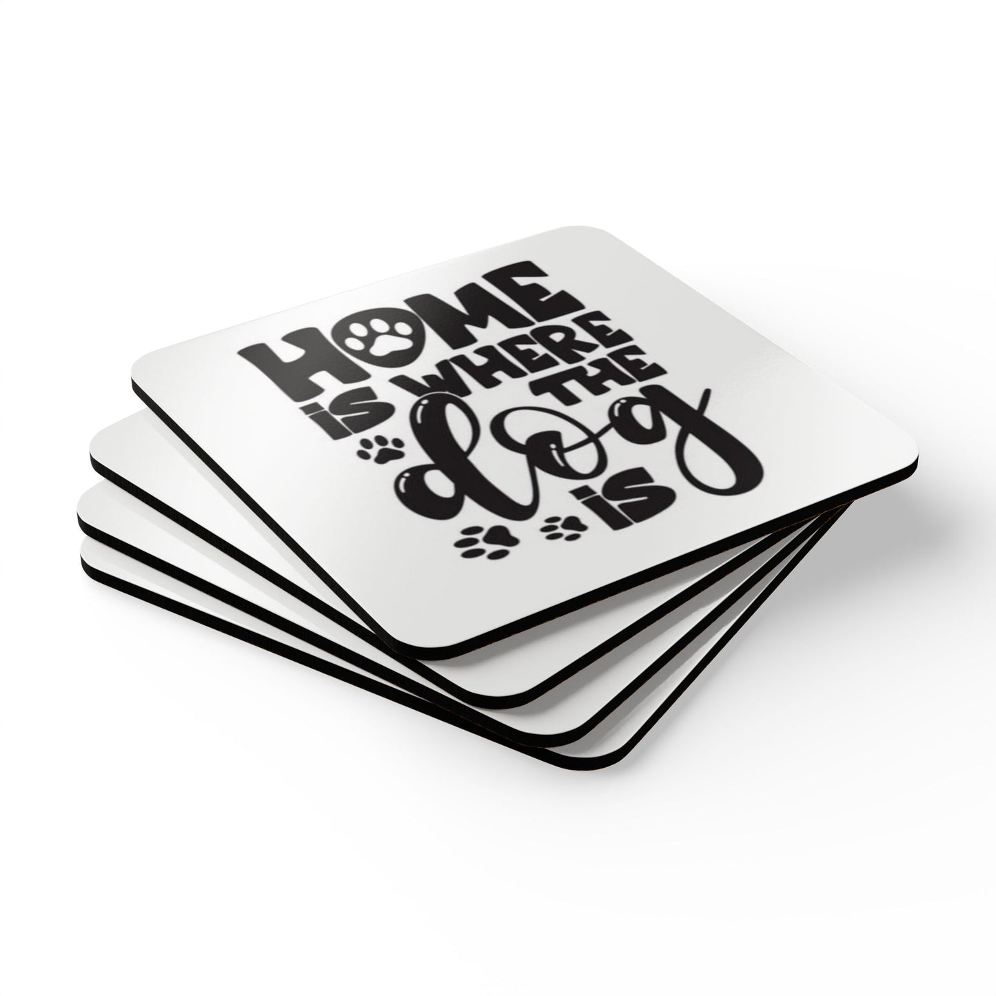 Home is Where the Dog Is Corkwood Coaster Set - Pet Lover Drinkware