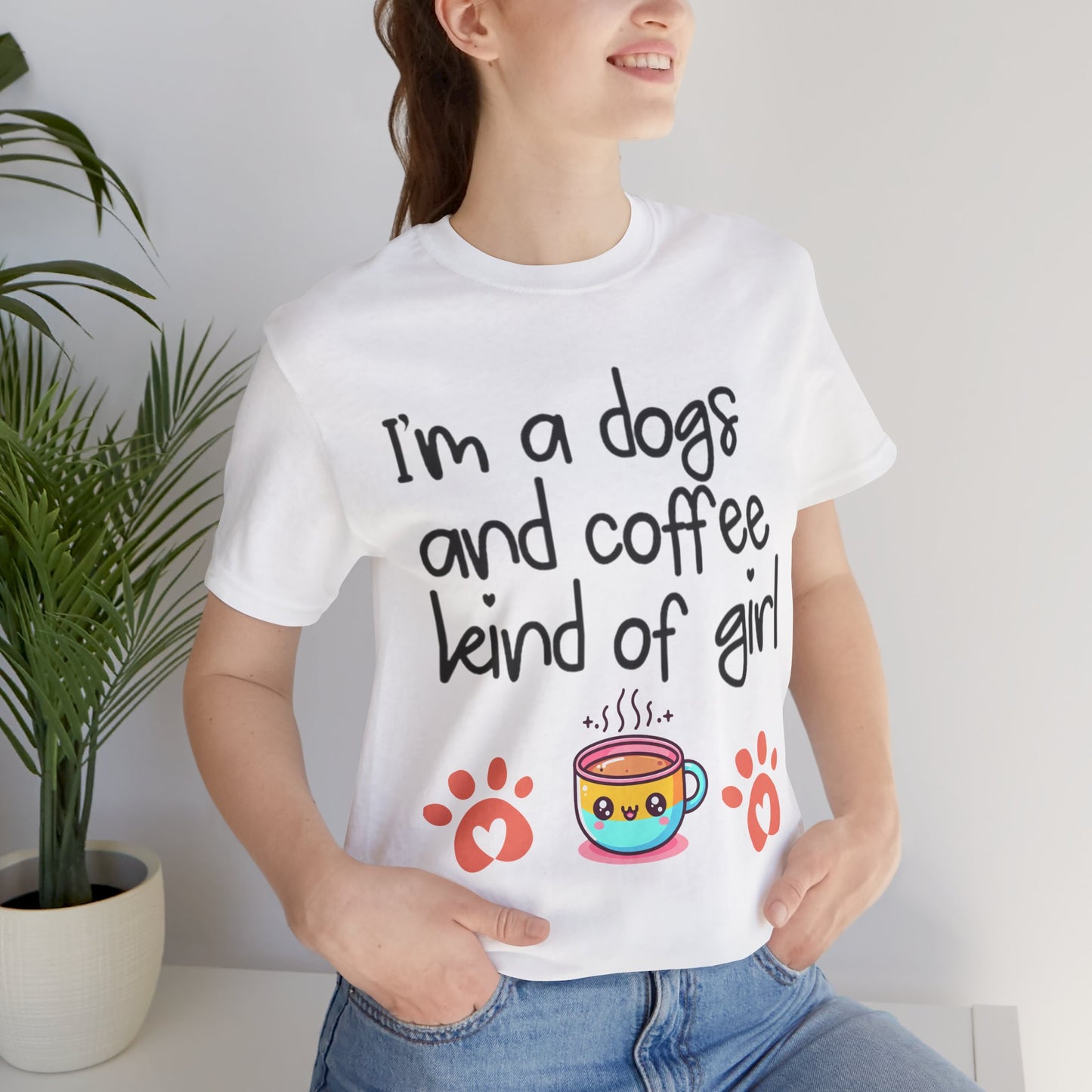 Dog and Coffee Lover Tee, Unisex Shirt for Pet Owners, Cute Casual Wear, Gift for Dog Moms, Coffee Enthusiasts, Animal Lovers