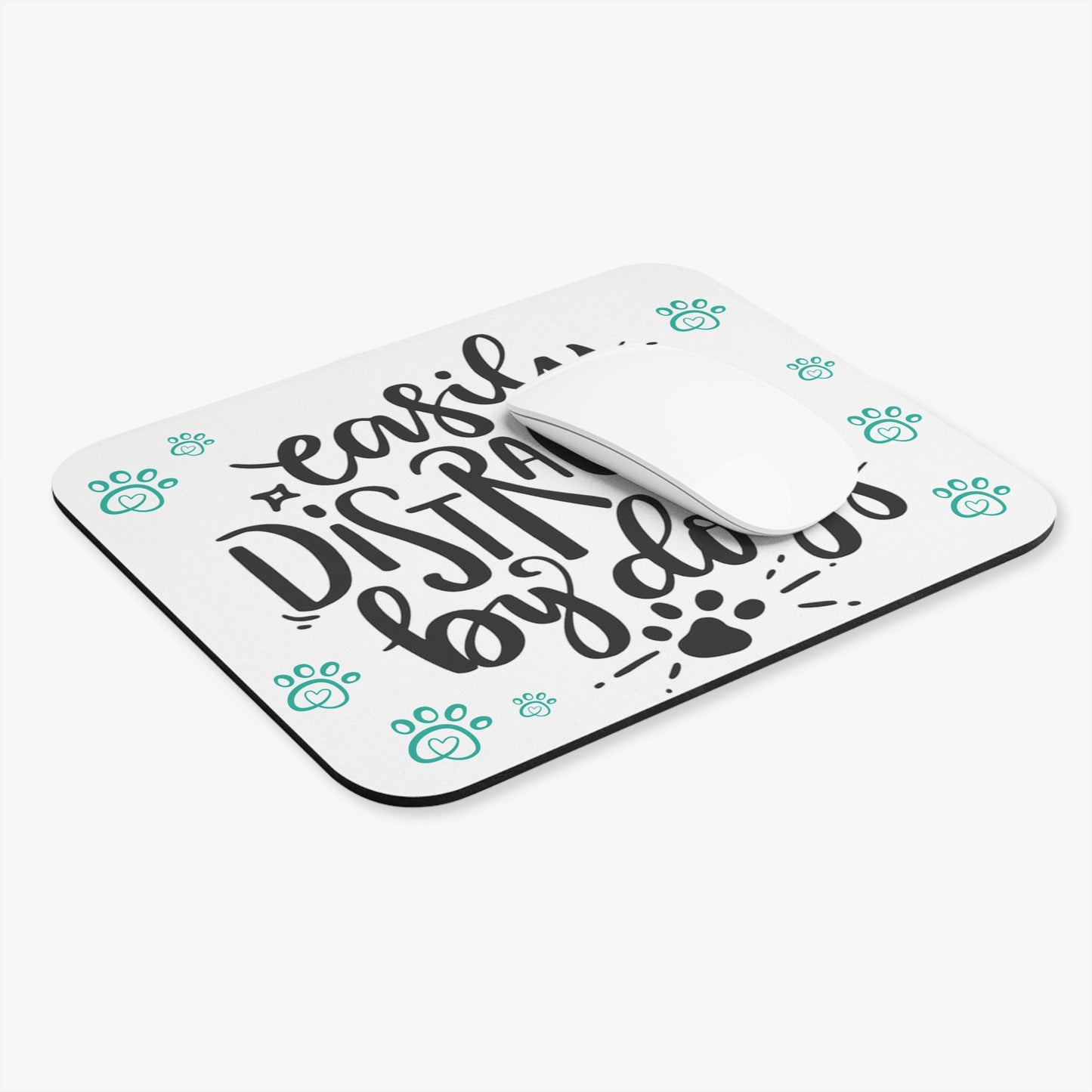 Easily Distracted by Dogs Mouse Pad | Fun Dog Lover Gift | Paws Design
