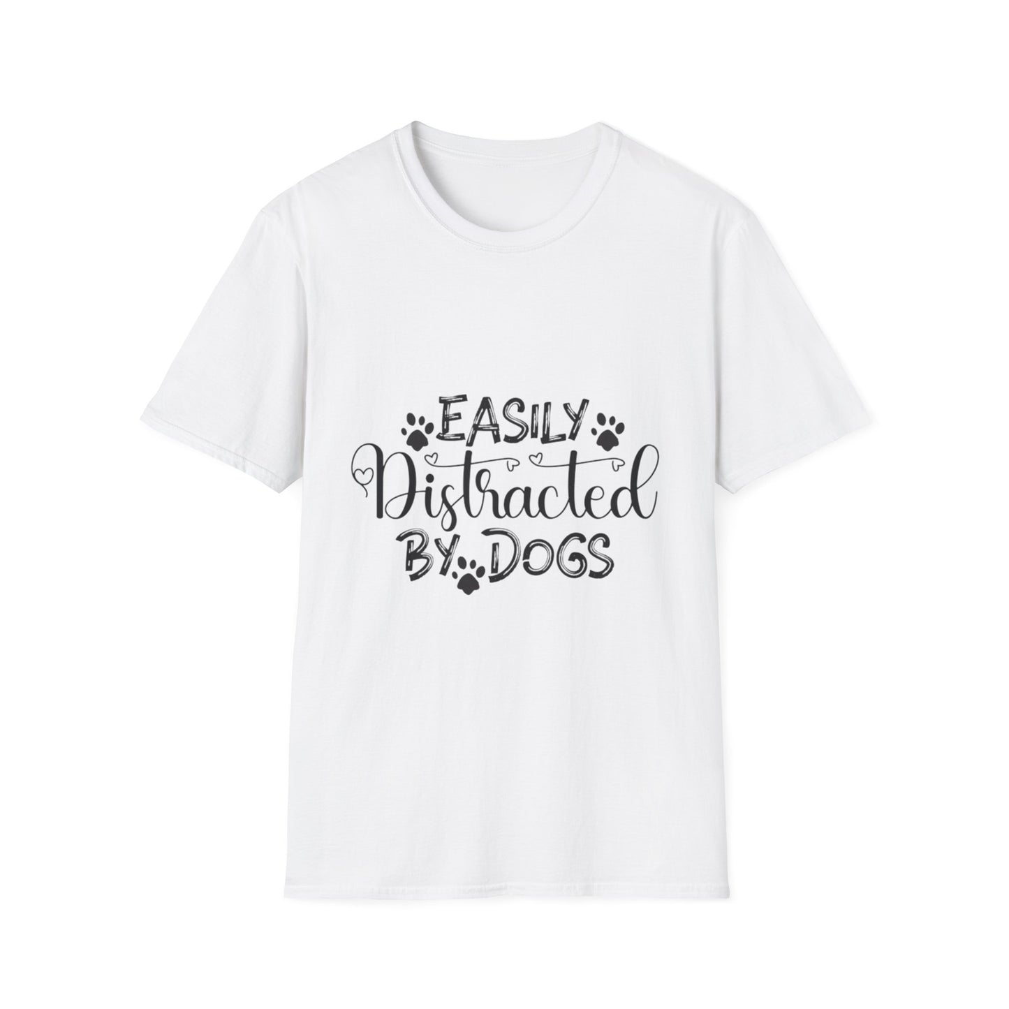 Easily Distracted by Dogs Unisex Softstyle T-Shirt – Perfect for Dog Lovers