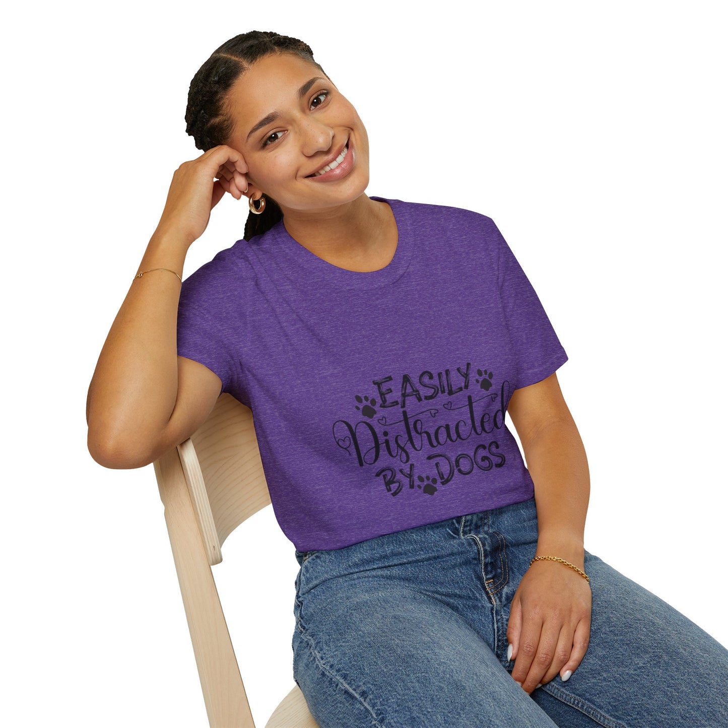 Easily Distracted by Dogs Unisex Softstyle T-Shirt – Perfect for Dog Lovers